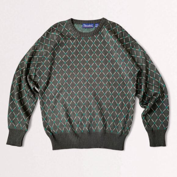 Grunge 90s Wool Blend Geometric Retro Sweater Streetwear Minimalist Crewneck L - Picture 6 of 8